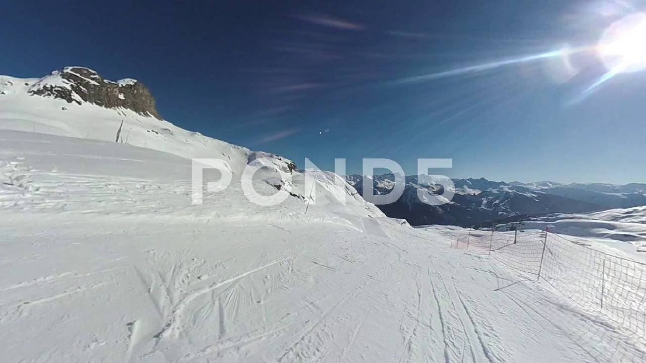 Ski and snowboard video footage shot first-person for your next video editing project filmed in La Plagne
