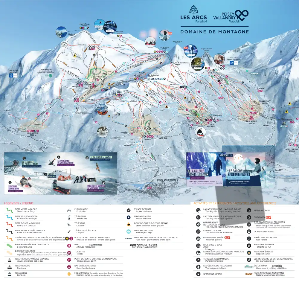 Les Arcs piste map, part of La Plagne Les Arcs Paradiski