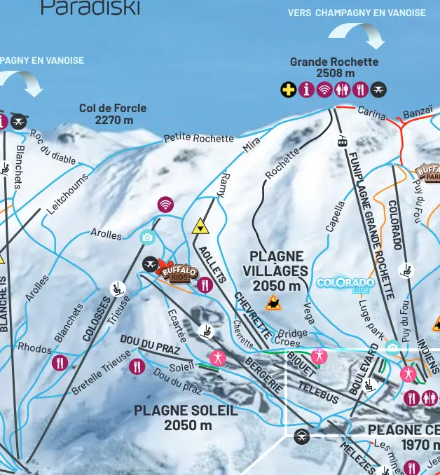 pistes to avoid in La Plagne - Mira and Trieuse