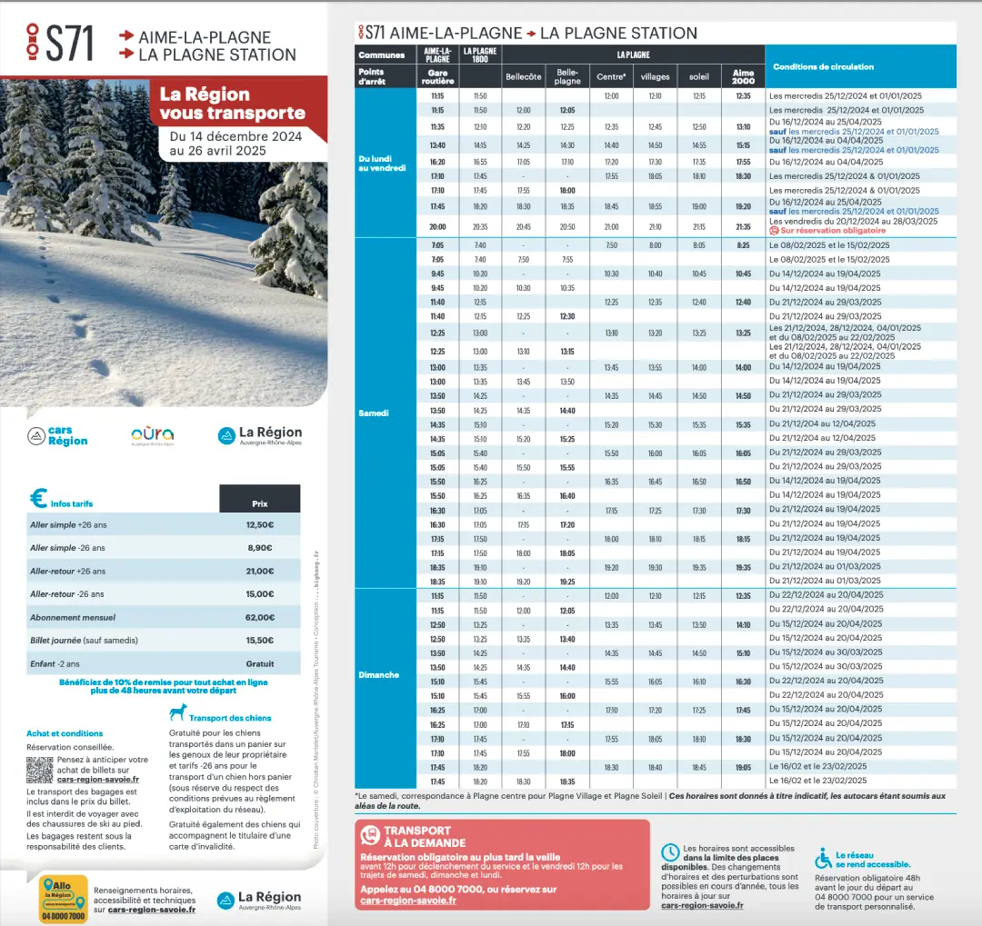 Aime La Plagne buses up to La Plagne resorts