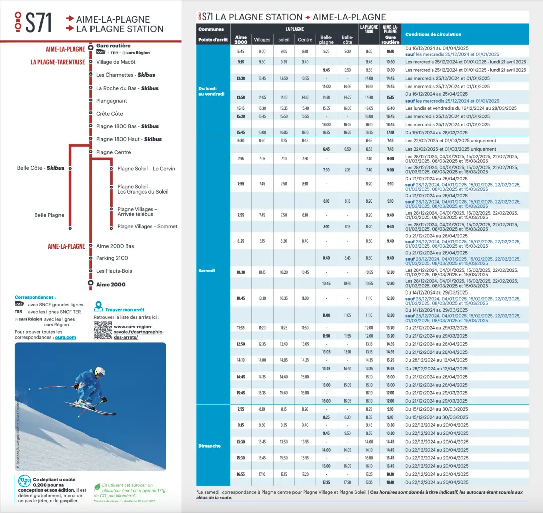 La Plagne valley resort buses to Aime La Plagne