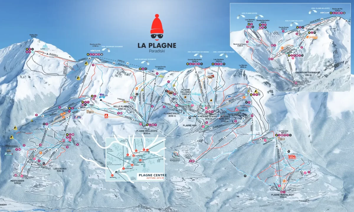 La Plagne piste map 2025/26 high resolution