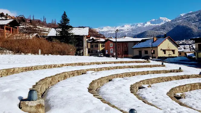 Outside Aime-la-Plagne train station