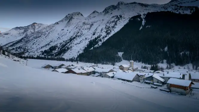 Champagny-le-haut village above Champagny village in La Plagne