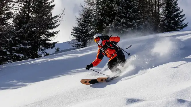 Skiing in the trees at La Plagne