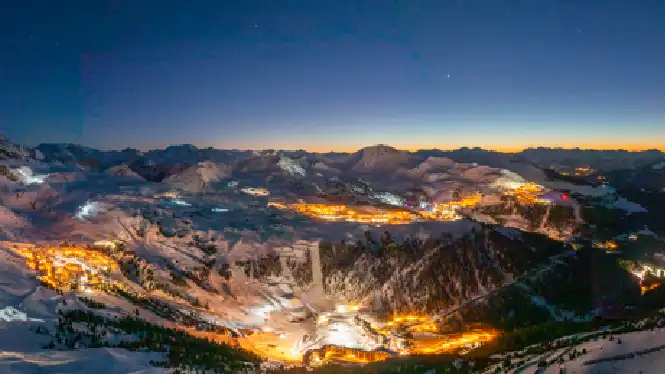 La Plagne ski area at night