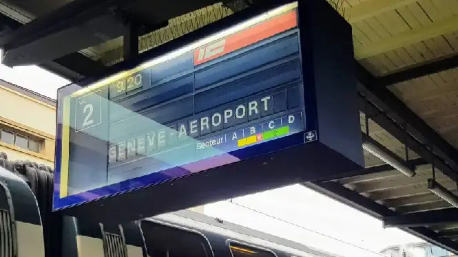 Geneva airport train station sign