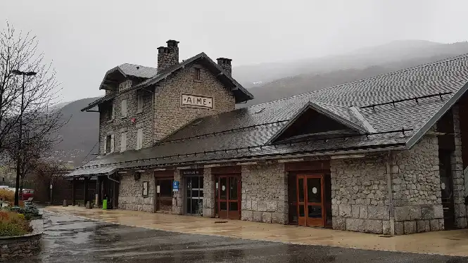 Aime-la-Plagne gare routiere (train station) below La Plagne ski area