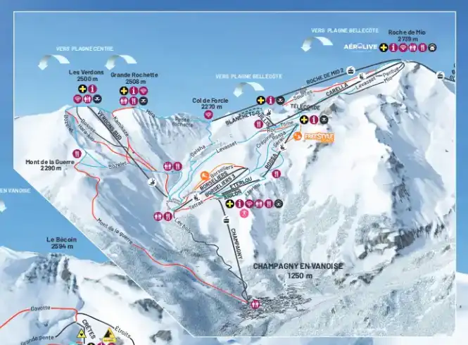 Champagny-en-Vanoise in La Plagne piste map