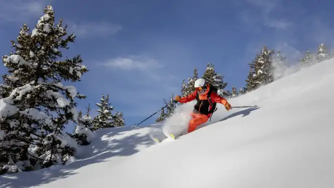 Skier in the off-piste around La Plagne