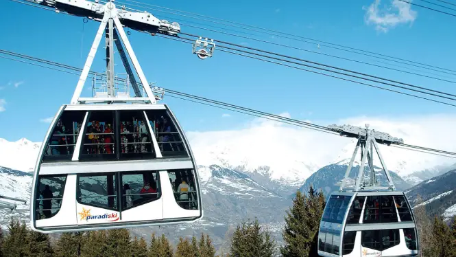 The Vanoise Express cable car between La Plagne and Les Arcs in the Paradiski area