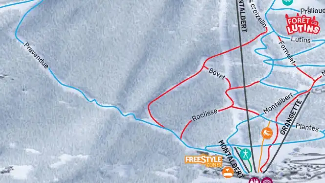 Pravendue piste in the Montalbert sector of La Plagne