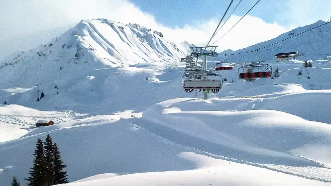 Snow in La Plagne in March