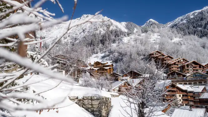 View of Champagny village in La Plagne