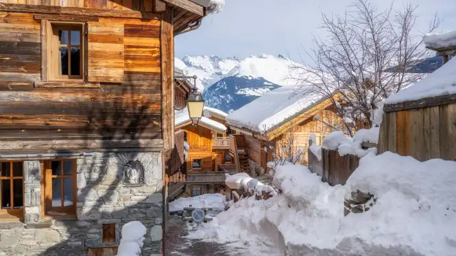 View of Montchavin Les Coches streets in La Plagne