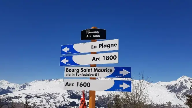 La Plagne and Les Arcs signpost