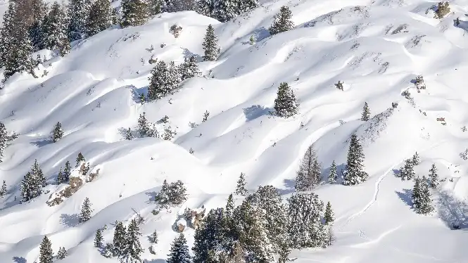 A snowy view in Plagne Centre close to the Colorado webcam