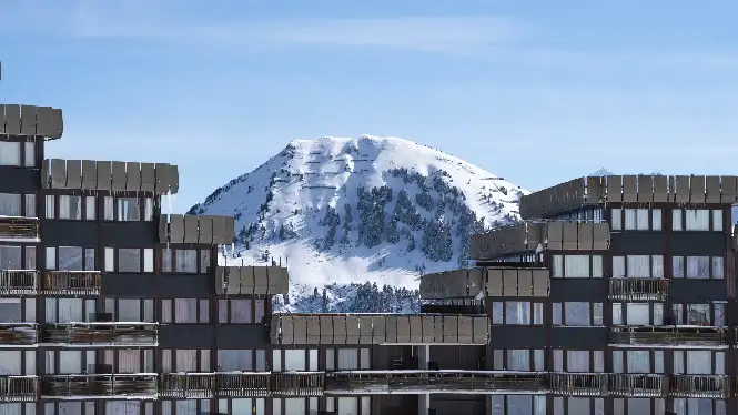 Mountain view of Aime 2000 in La Plagne ski resort