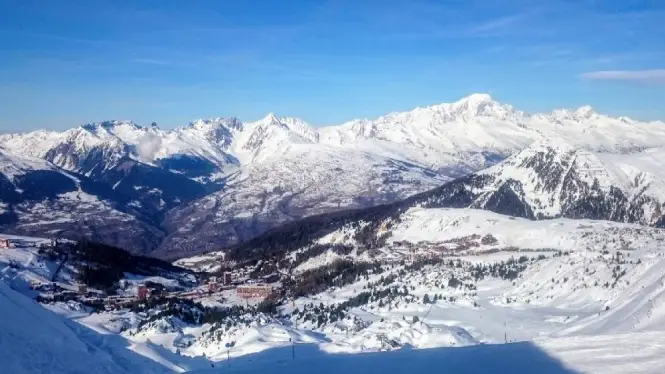 View from La Plagne to Mont Blanc