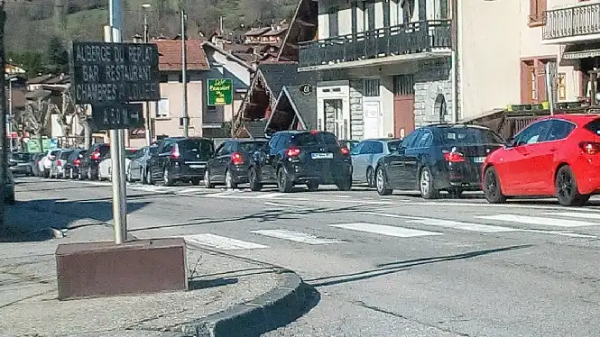 traffic congestion on the roads around La Plagne in Aime La Plagne