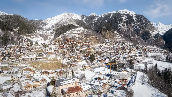 Panorama of Champagny-en-Vanoise, part of the La Plagne Paradiski resort
