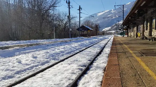 Aime train station below La Plagne