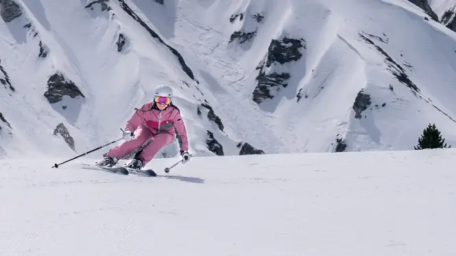 Skier skiing one of the best places in La Plagne