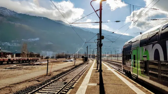 The train station at Bourg-St-Maurice below Les Arcs