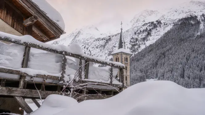 Champagny village in bad weather