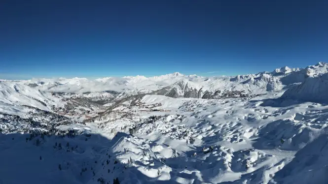 View from high above the main La Plagne bowl