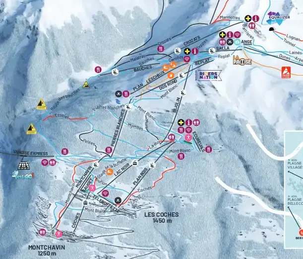 Montchavin piste map showing runs