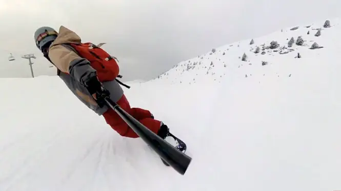 Snowboarder in the Champagny sector of La Plagne. Is La Plagne good for snowboarding?