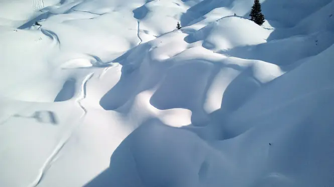 Snowy La Plagne in March